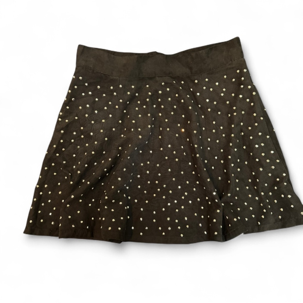 Black suede studded skirt